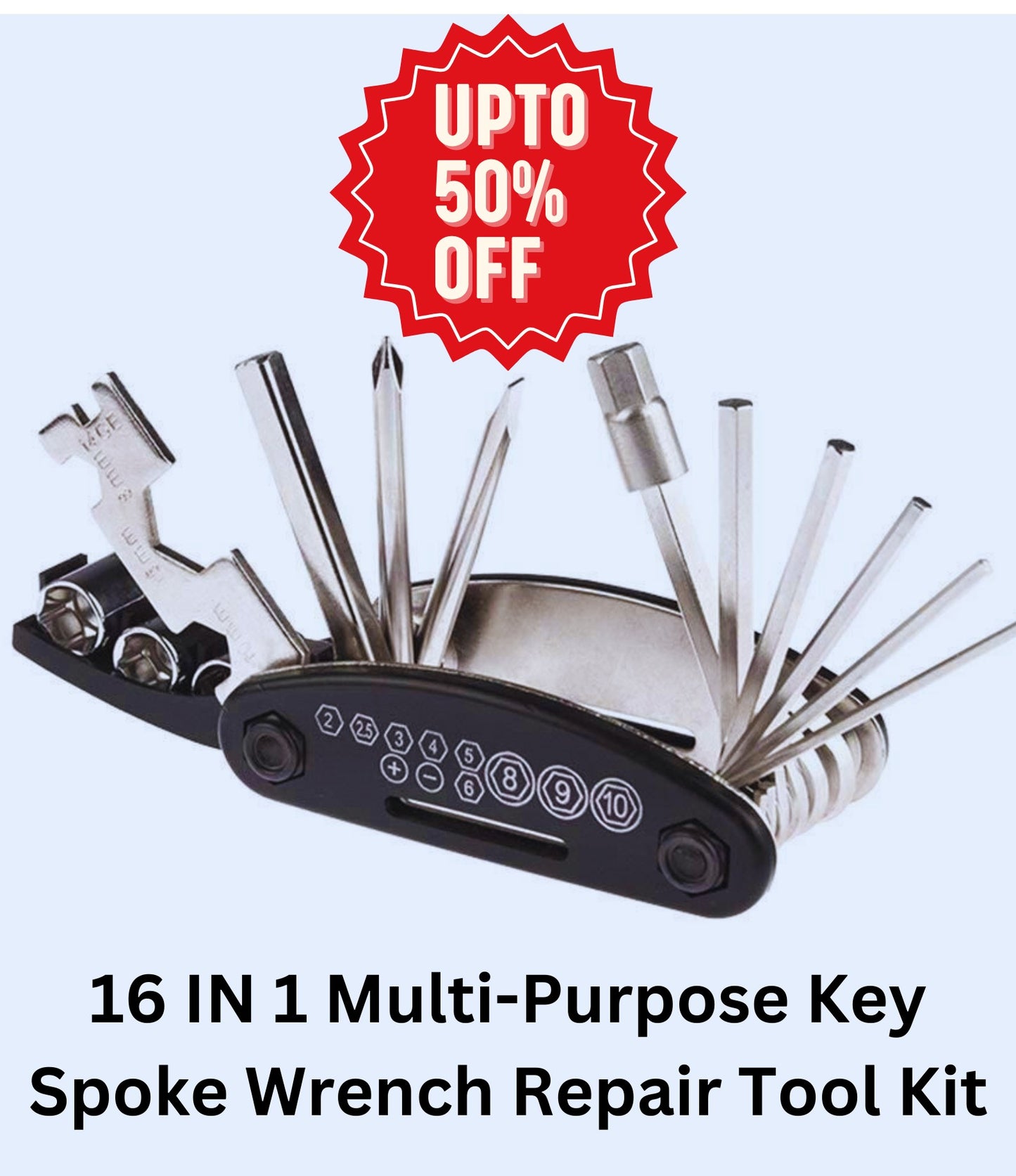 16 IN 1 Multi-Purpose Key Spoke Wrench Repair Tool Kit